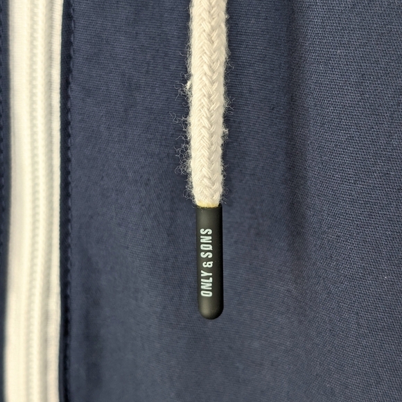 ONLY & SONS Men's Dark Blue Hooded Zipped Windbreaker ~ Size Small - Picture 12 of 15